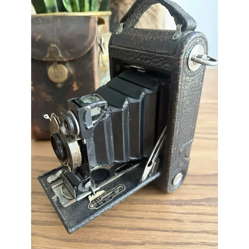 Antique Kodak Junior No 1 Autographic Model A Folding Camera With Leather Case
